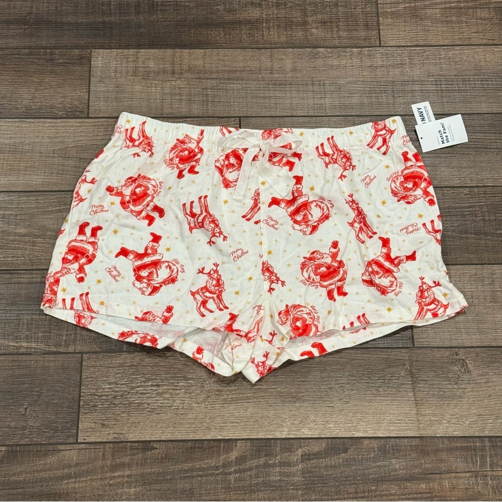 New! Old Navy Womens Santa Reindeer Flannel Boxer Shorts Size Large